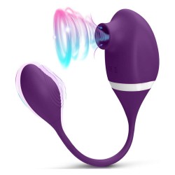 Stimulátor klitorisu s vibračními vajíčky 10 vibračních a 7 pulzačních režimů, Nachový, dvoumotorový 2V1, 100% voděodolný, USB nabíjení